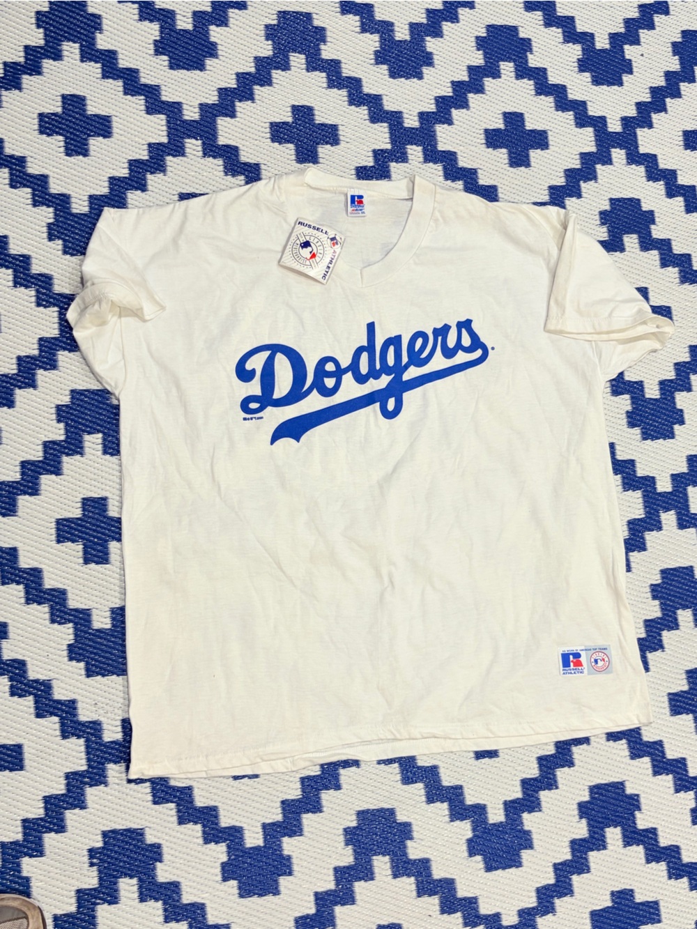 Vintage Los Angeles Dodgers 2000 Russell Athletic T shirt White Made in USA 2XL